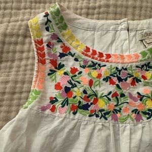 jcrew embroidered linen top, size 8